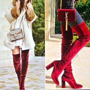 Thigh high boots maroon velvet 8